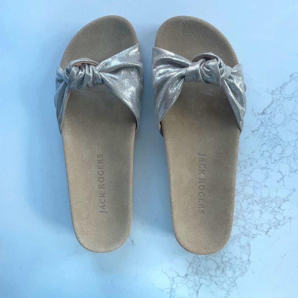 Jack Rogers Phoebe Knotted Comfort Slide Sandals Platinum Size 10 NIB